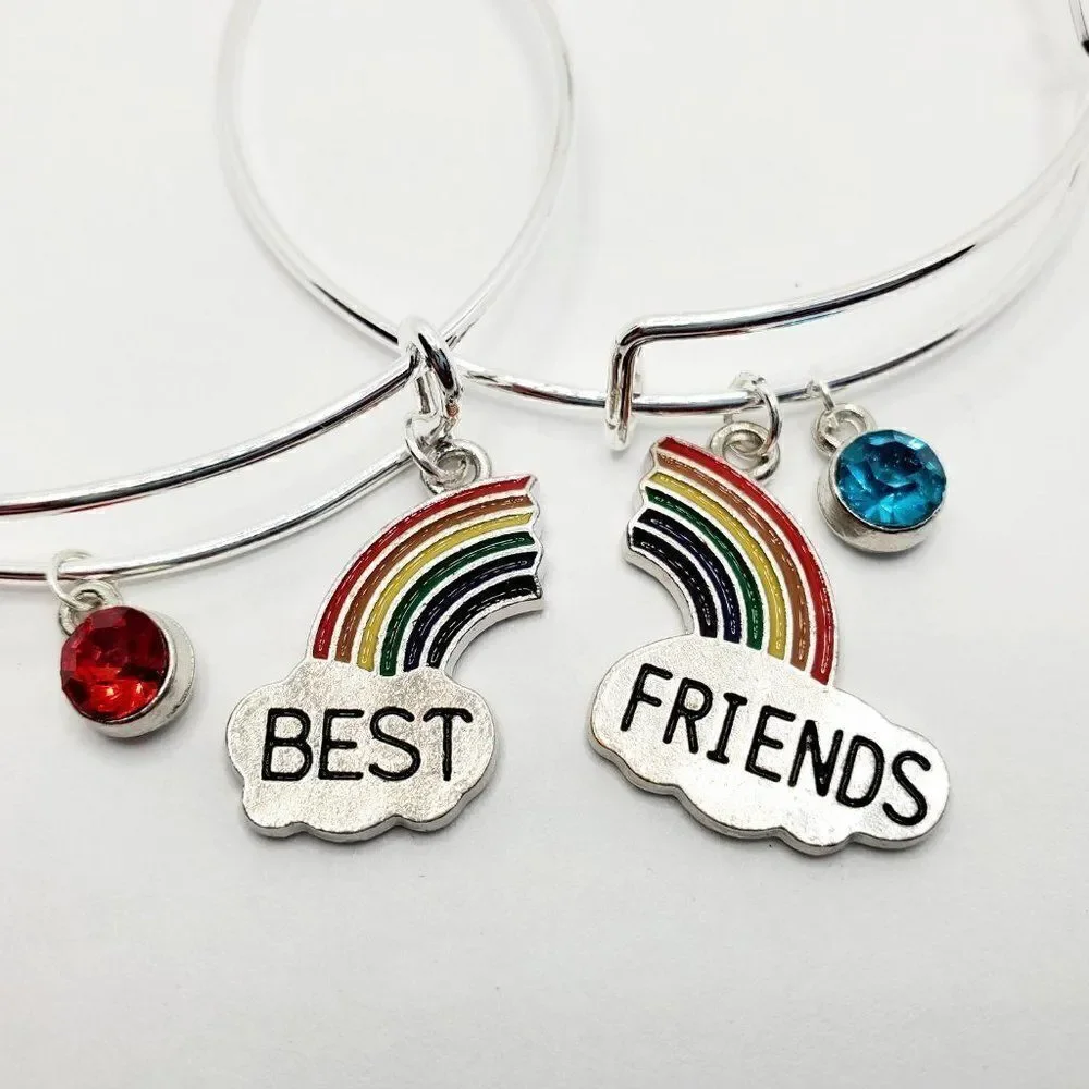 Silver Best Friend Set of 2 Charm Bracelets, Best Friend Gifts